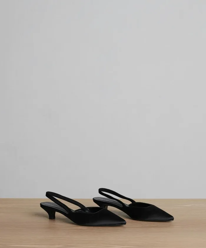 Heels Women Jenni Kayne Satin Kitten Heel Black