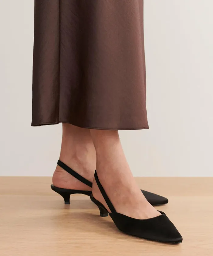 Heels Women Jenni Kayne Satin Kitten Heel Black