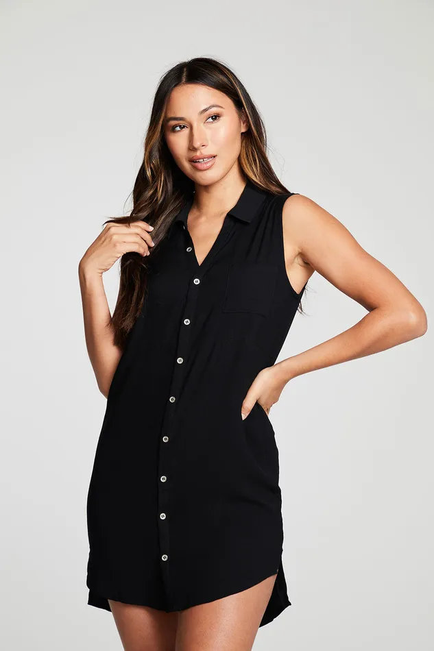 Heirloom Wovens Sleeveless Button Down Hi Lo Shirttail Dress Dresses Chaser Brand Womens Heirloom Wovens Sleeveless Button Down Hi Lo Shirttail Dress Dresses Chaser Brand Womens
