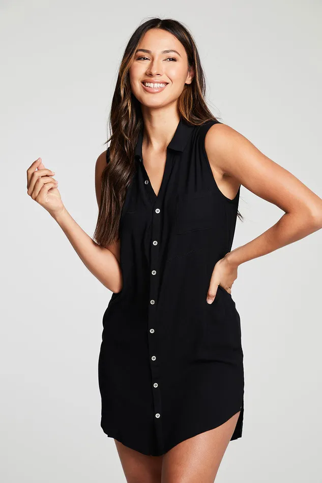Heirloom Wovens Sleeveless Button Down Hi Lo Shirttail Dress Dresses Chaser Brand Womens