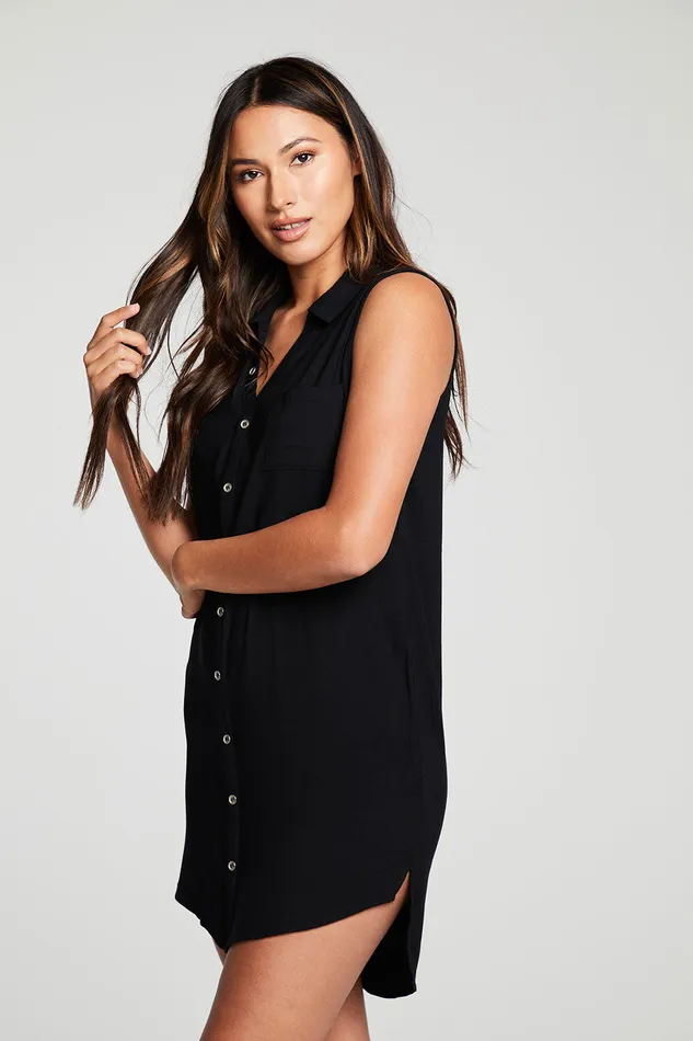 Heirloom Wovens Sleeveless Button Down Hi Lo Shirttail Dress Dresses Chaser Brand Womens