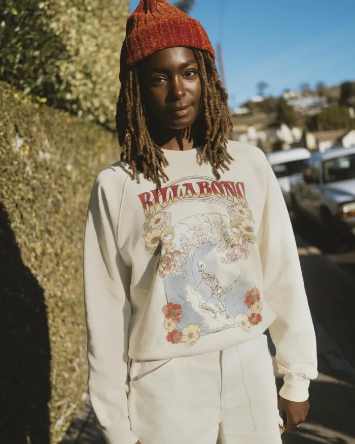Here We Go Graphic Crewneck Sweatshirt White Cap Women Billabong Sweatshirts and Fleece Here We Go Graphic Crewneck Sweatshirt White Cap Women Billabong Sweatshirts and Fleece