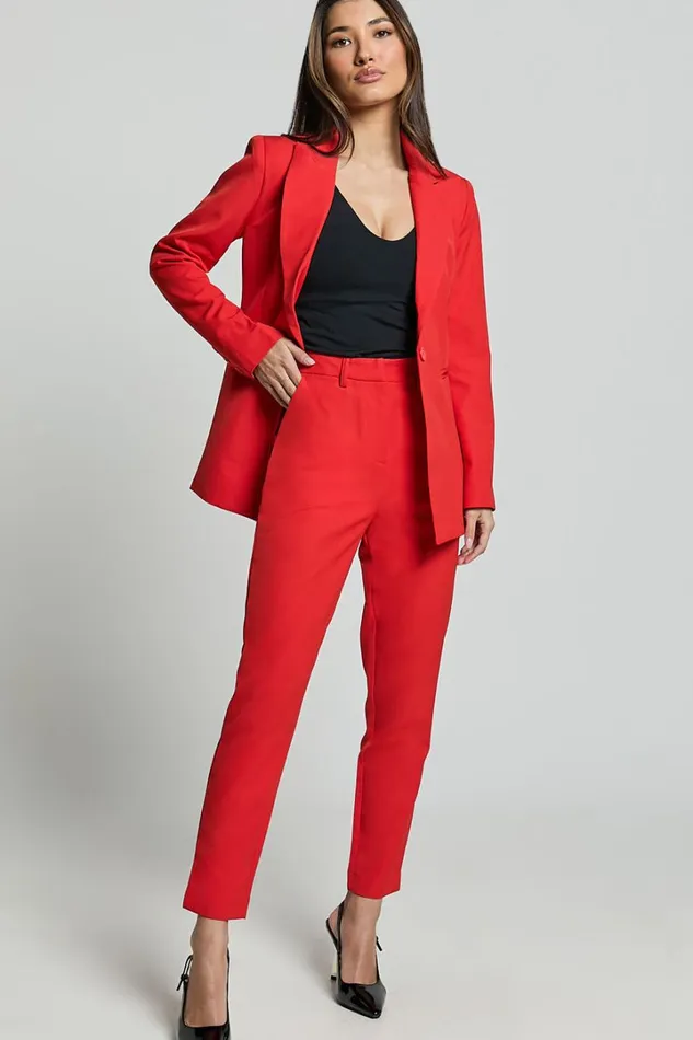 Hermie Pants 8211 High Waisted Cropped Tailored Pants In Red Women Showpo Pants