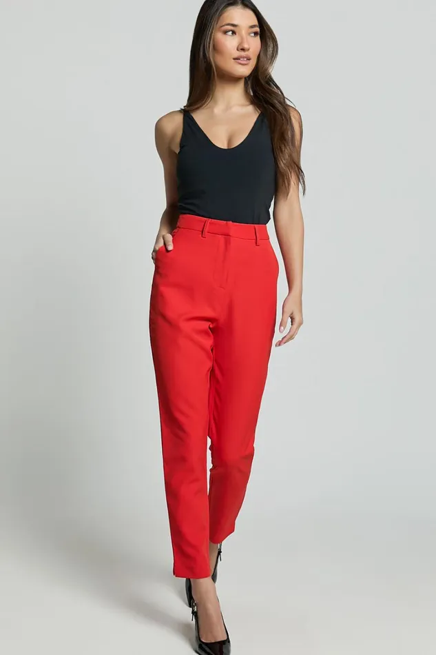 Hermie Pants 8211 High Waisted Cropped Tailored Pants In Red Women Showpo Pants