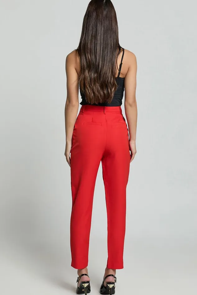 Hermie Pants 8211 High Waisted Cropped Tailored Pants In Red Women Showpo Pants