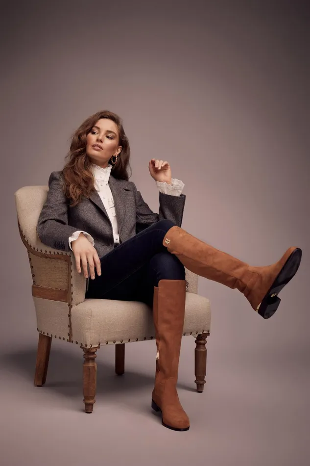 Holland Cooper Boots Women Albany Knee Boot Tan Suede Holland Cooper Boots Women Albany Knee Boot Tan Suede
