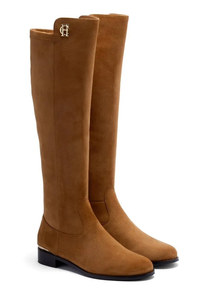 Holland Cooper Boots Women Albany Knee Boot Tan Suede Holland Cooper Boots Women Albany Knee Boot Tan Suede