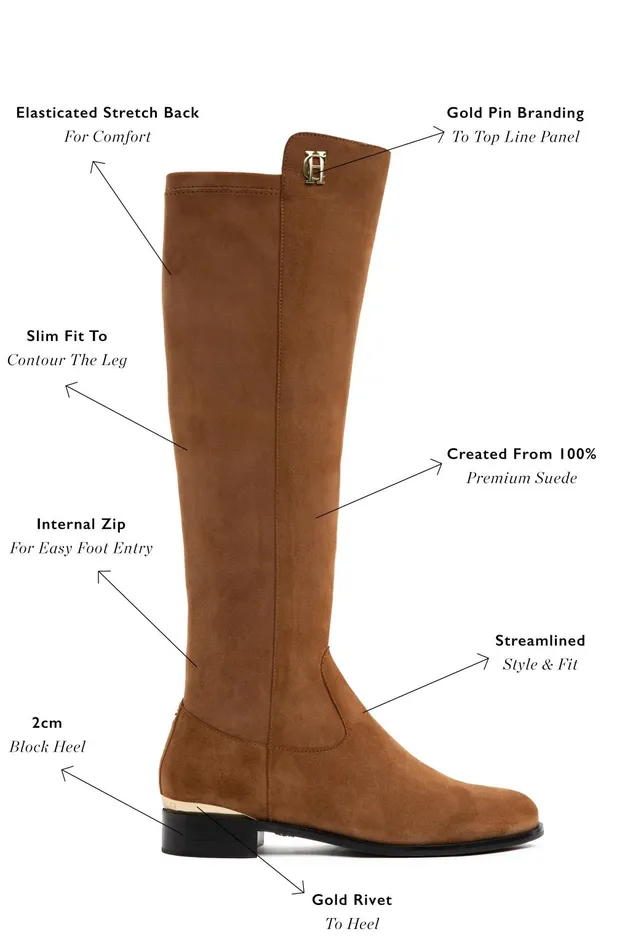 Holland Cooper Boots Women Albany Knee Boot Tan Suede Holland Cooper Boots Women Albany Knee Boot Tan Suede