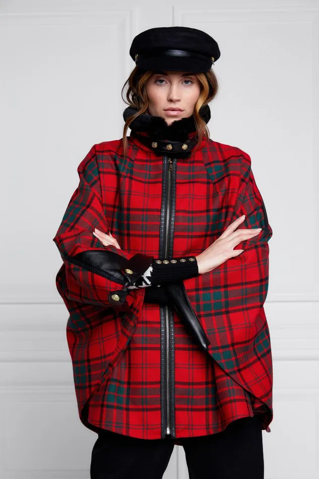 Holland Cooper Capes Women Chiltern Cape Red Tartan