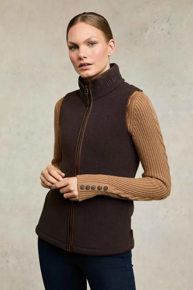 Holland Cooper Fleeces Women Country Fleece Gilet Chocolate