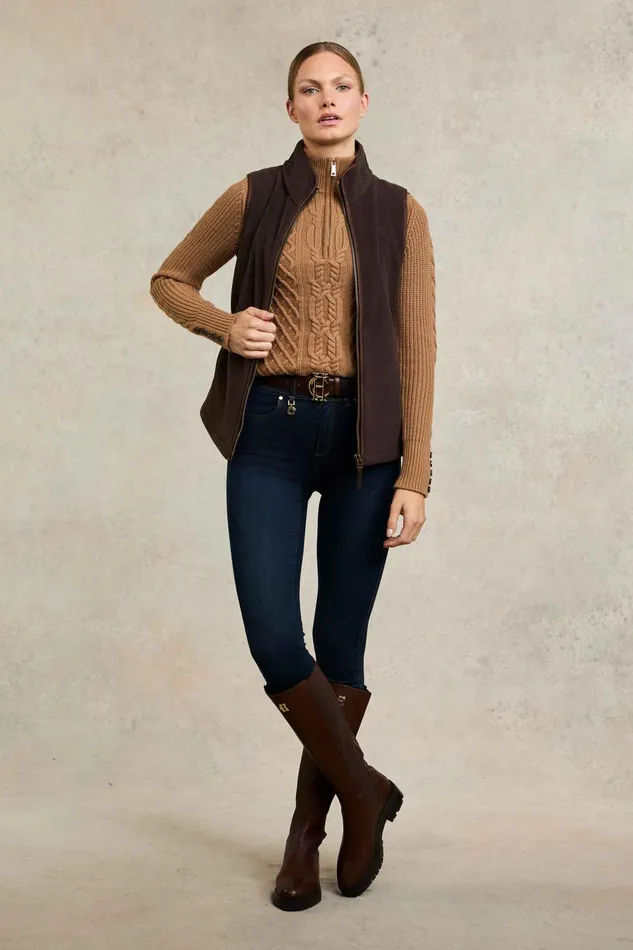 Holland Cooper Fleeces Women Country Fleece Gilet Chocolate