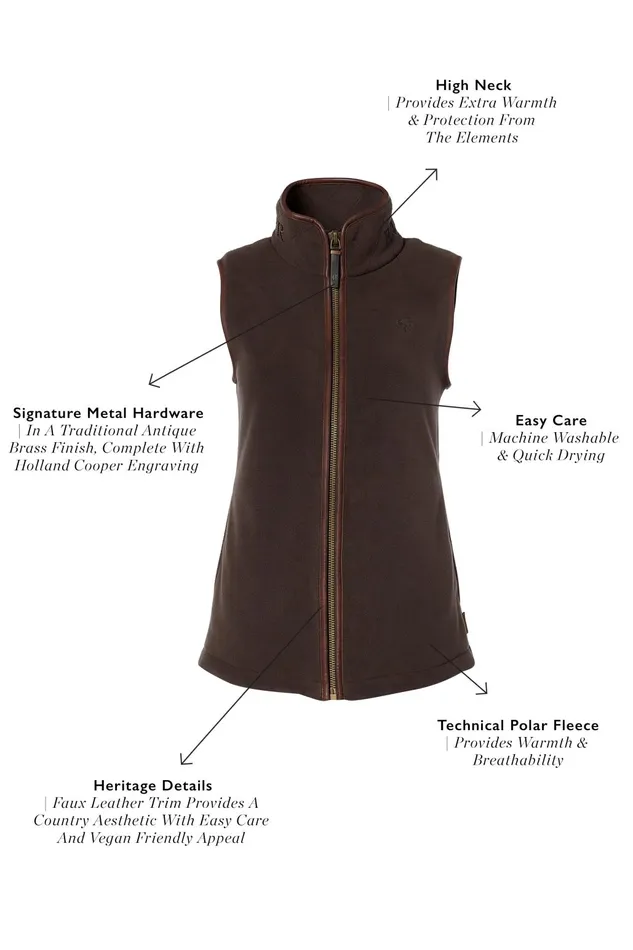 Holland Cooper Fleeces Women Country Fleece Gilet Chocolate