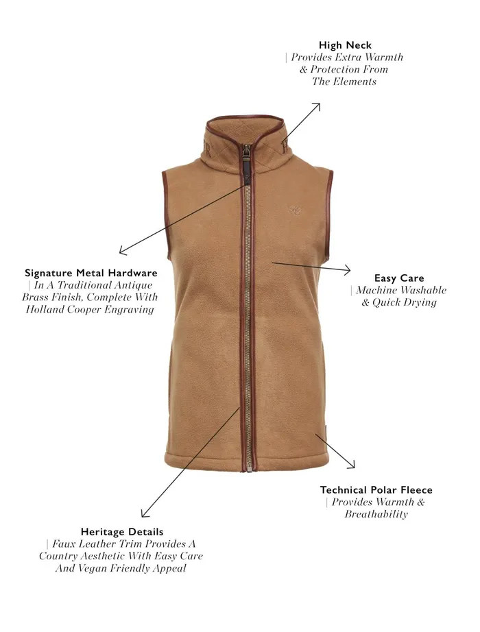 Holland Cooper Fleeces Women Country Fleece Gilet Coffee