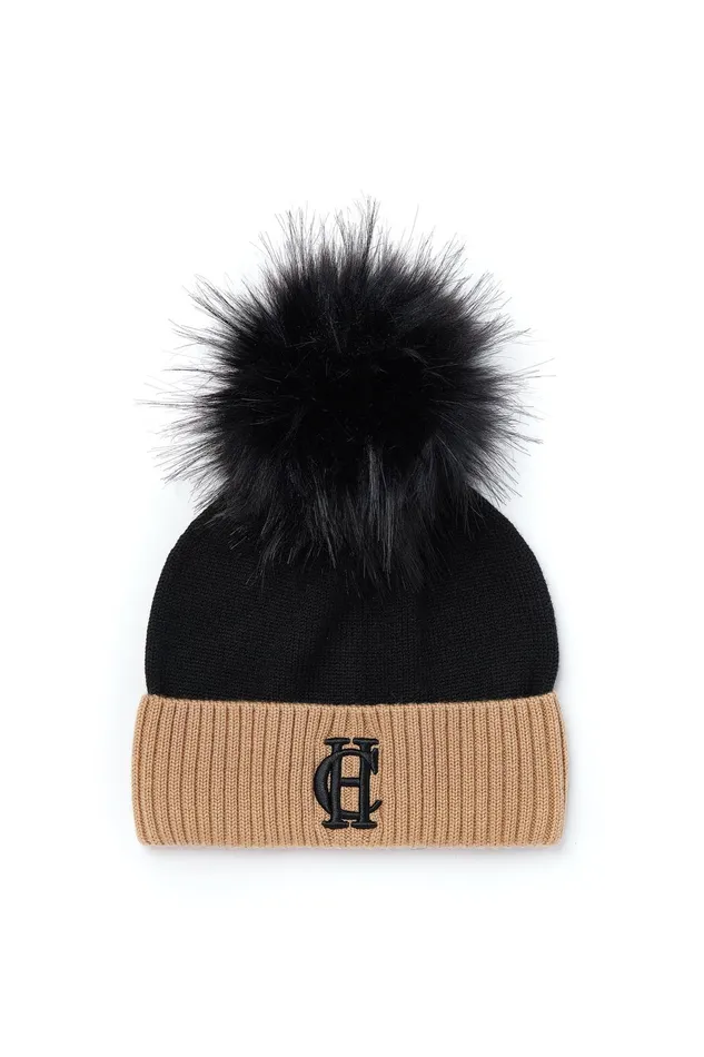 Holland Cooper Headwear Women Chelsea Merino Bobble Hat Black