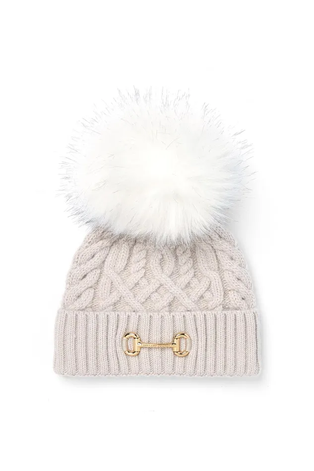 Holland Cooper Headwear Women Horsebit Bobble Hat Taupe