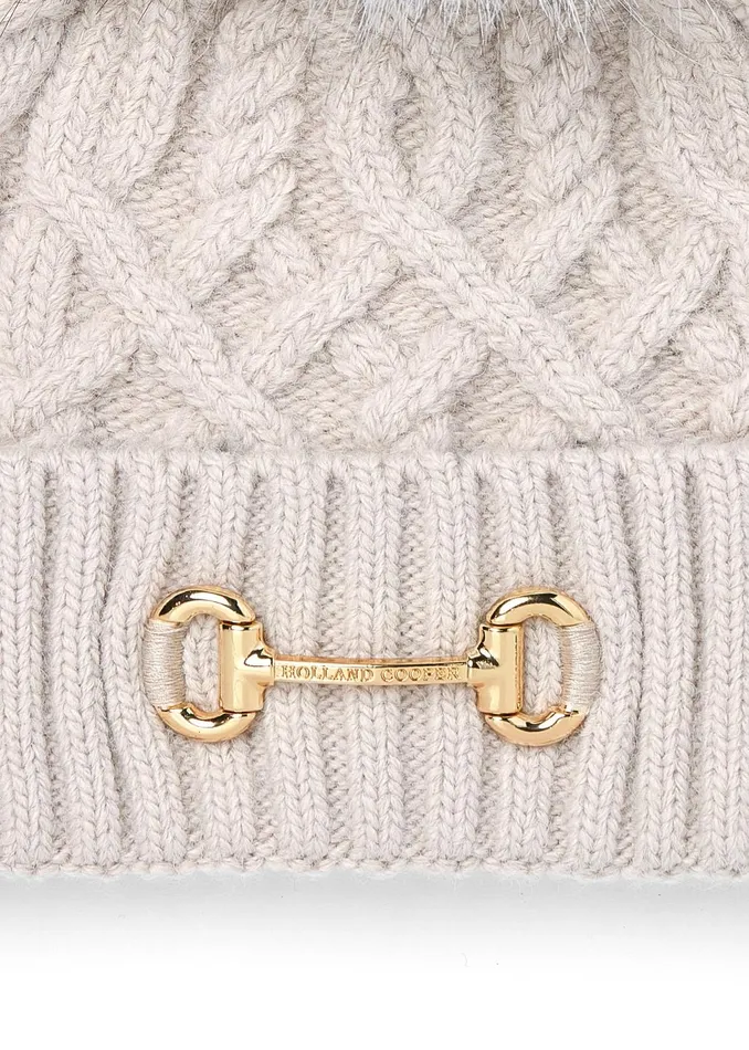 Holland Cooper Headwear Women Horsebit Bobble Hat Taupe Holland Cooper Headwear Women Horsebit Bobble Hat Taupe