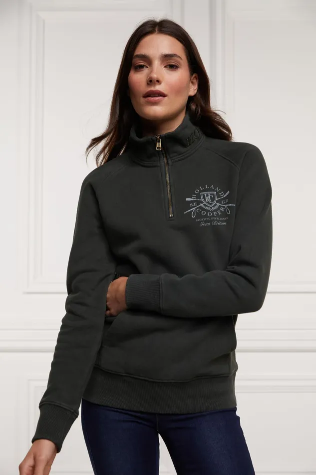 Holland Cooper Henley Women Crest Zip Henley Racing Green Holland Cooper Henley Women Crest Zip Henley Racing Green