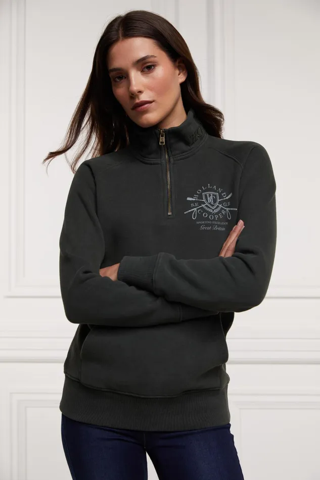 Holland Cooper Henley Women Crest Zip Henley Racing Green Holland Cooper Henley Women Crest Zip Henley Racing Green