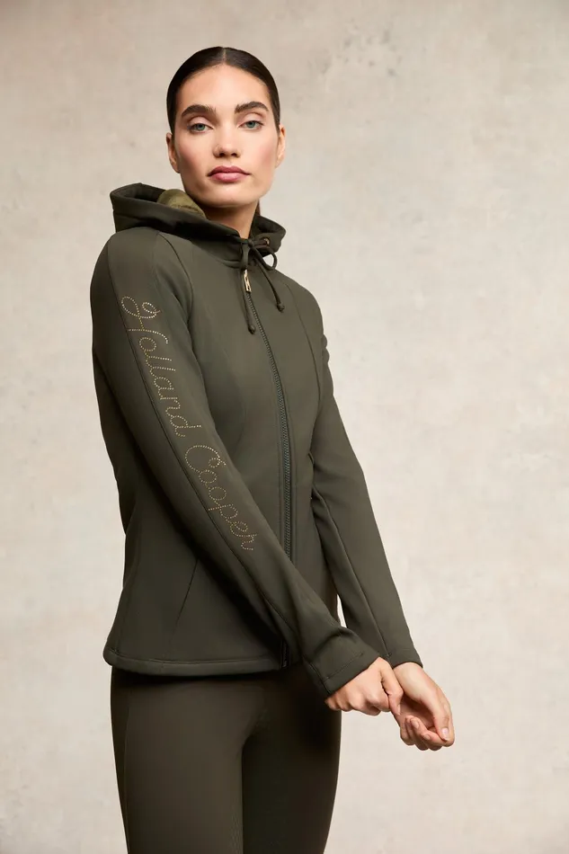 Holland Cooper Jackets Women Crystal Zip Hoodie Dark Olive Holland Cooper Jackets Women Crystal Zip Hoodie Dark Olive