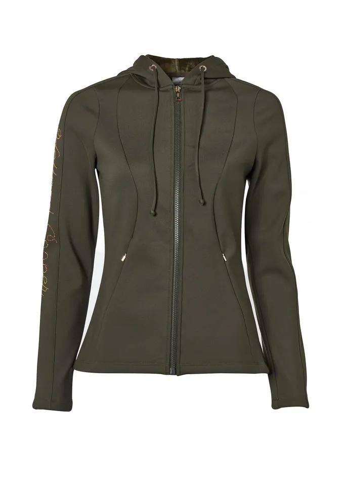 Holland Cooper Jackets Women Crystal Zip Hoodie Dark Olive Holland Cooper Jackets Women Crystal Zip Hoodie Dark Olive