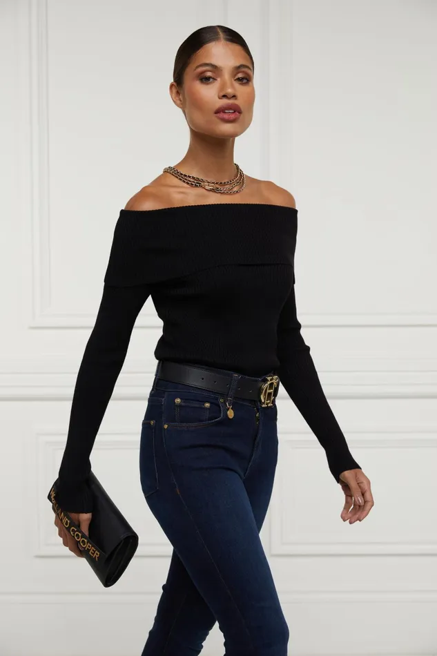 Holland Cooper Knitwear Women Bardot Knit Black Holland Cooper Knitwear Women Bardot Knit Black