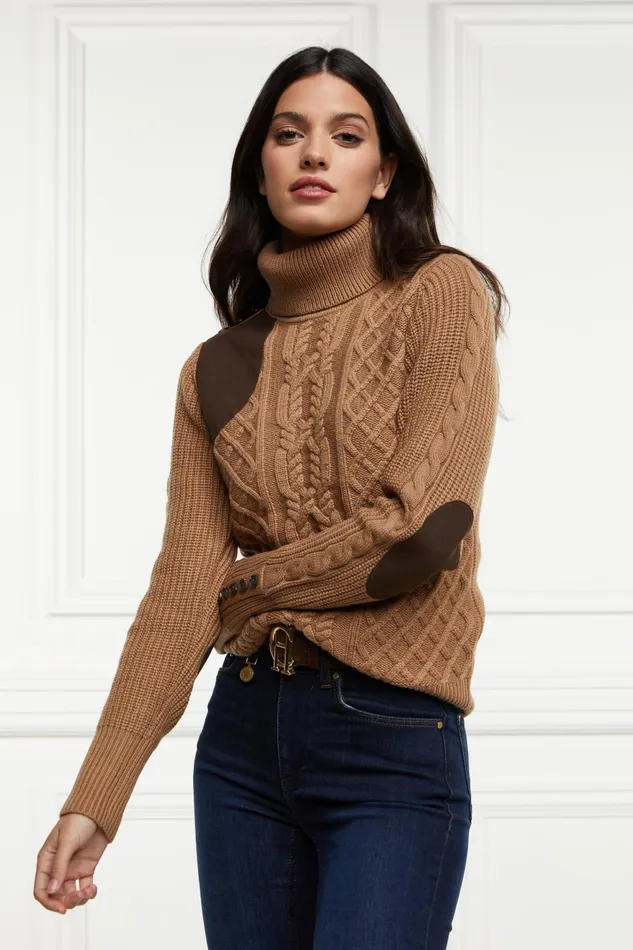 Holland Cooper Knitwear Women Country Roll Neck Knit Caramel