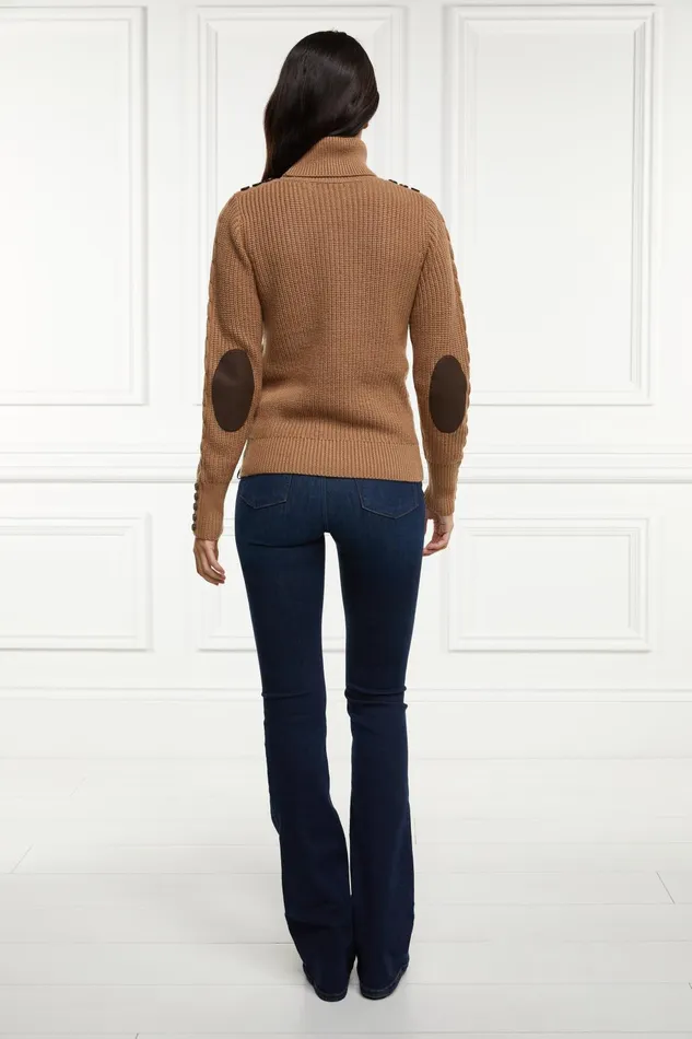 Holland Cooper Knitwear Women Country Roll Neck Knit Caramel Holland Cooper Knitwear Women Country Roll Neck Knit Caramel