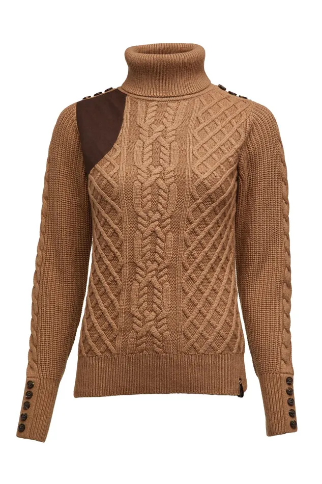 Holland Cooper Knitwear Women Country Roll Neck Knit Caramel Holland Cooper Knitwear Women Country Roll Neck Knit Caramel