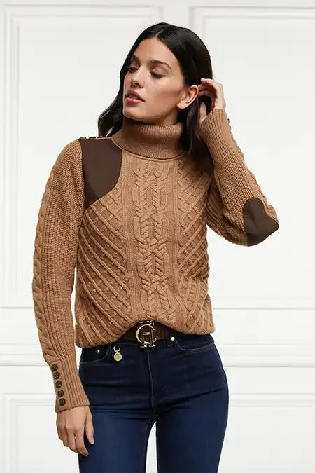 Holland Cooper Knitwear Women Country Roll Neck Knit Caramel Holland Cooper Knitwear Women Country Roll Neck Knit Caramel