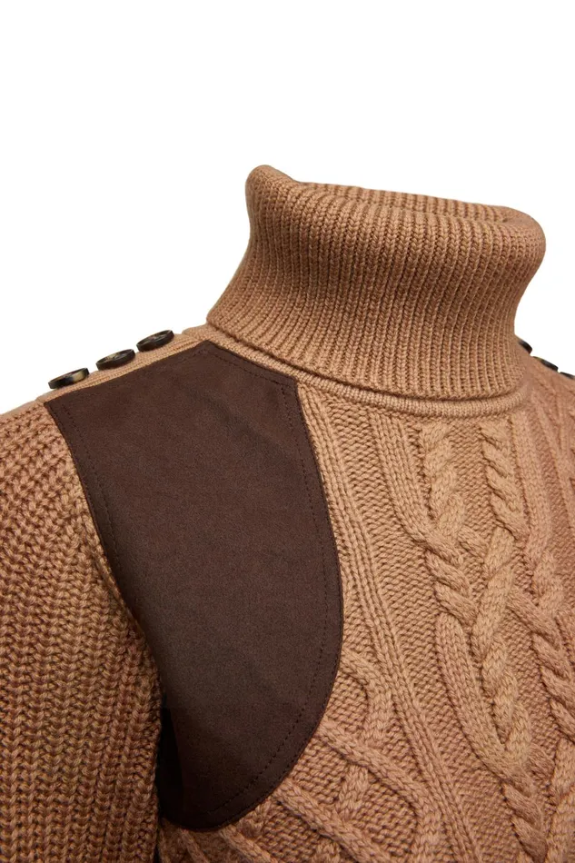 Holland Cooper Knitwear Women Country Roll Neck Knit Caramel Holland Cooper Knitwear Women Country Roll Neck Knit Caramel