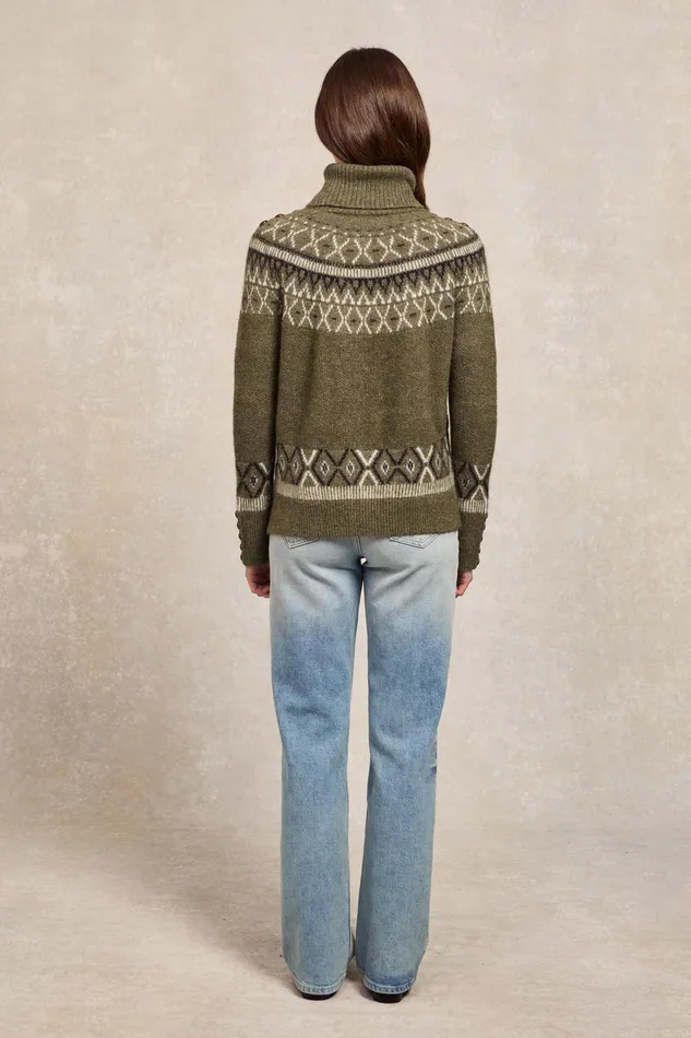 Holland Cooper Knitwear Women Fairisle Knit Khaki Holland Cooper Knitwear Women Fairisle Knit Khaki