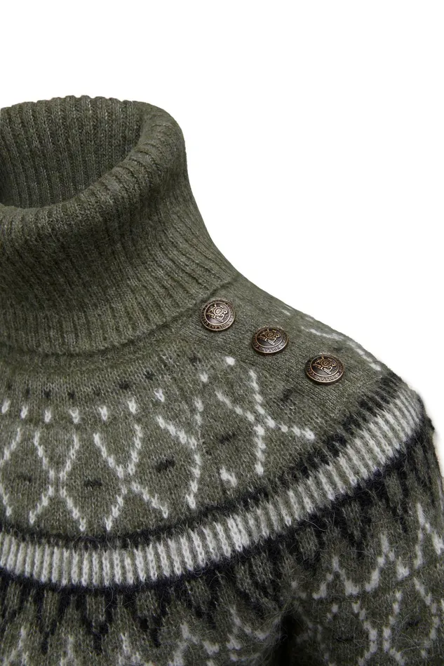 Holland Cooper Knitwear Women Fairisle Knit Khaki Holland Cooper Knitwear Women Fairisle Knit Khaki