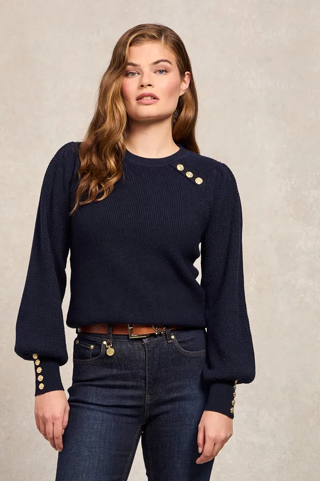 Holland Cooper Knitwear Women Naomi Crew Neck Knit Ink Navy Holland Cooper Knitwear Women Naomi Crew Neck Knit Ink Navy