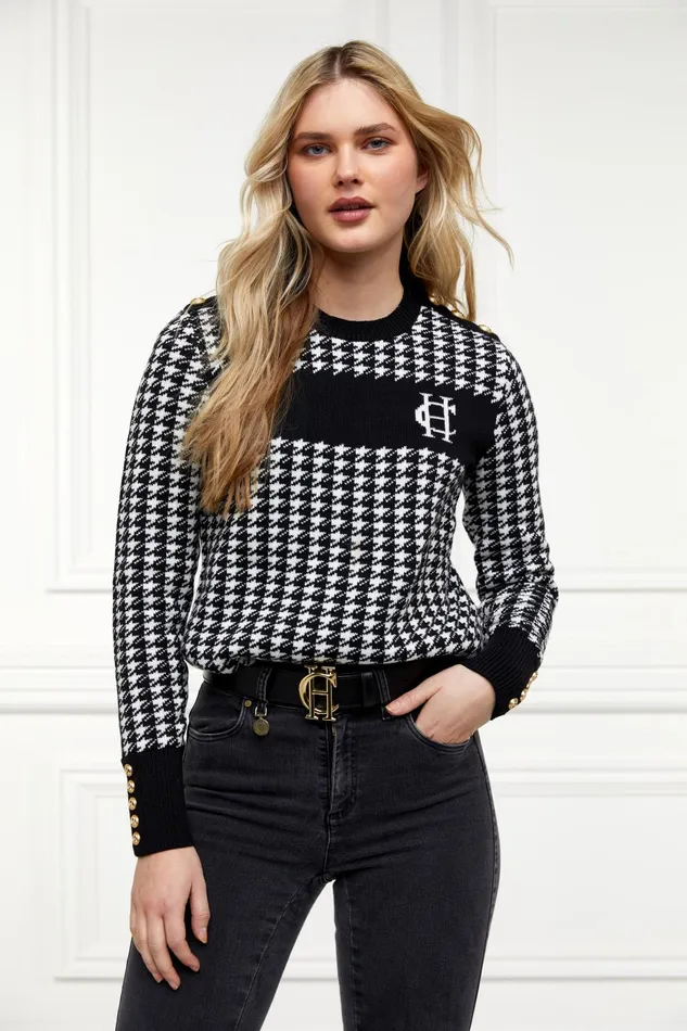Holland Cooper Knitwear Women Panel Crew Neck Knit Black Holland Cooper Knitwear Women Panel Crew Neck Knit Black
