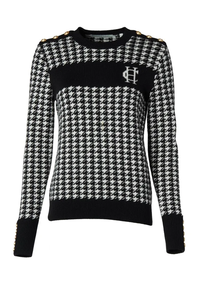 Holland Cooper Knitwear Women Panel Crew Neck Knit Black Holland Cooper Knitwear Women Panel Crew Neck Knit Black
