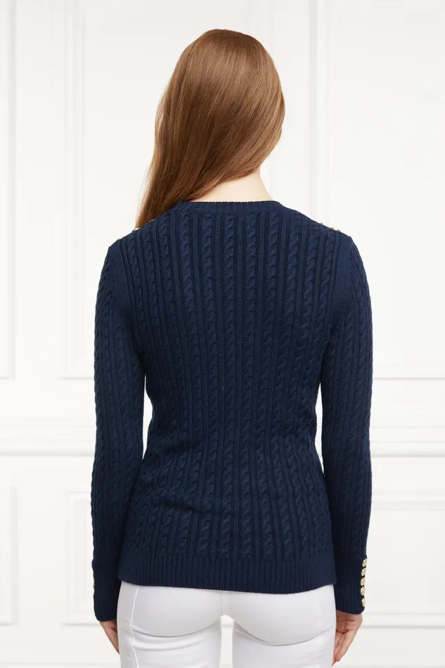 Holland Cooper Knitwear Women Seattle Cable Crew Knit Ink Navy Holland Cooper Knitwear Women Seattle Cable Crew Knit Ink Navy