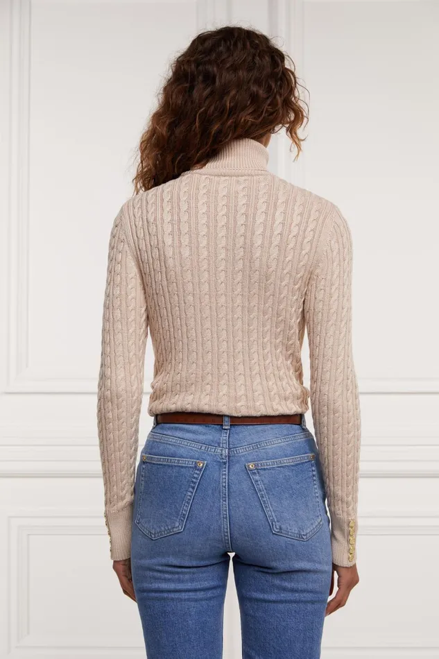Holland Cooper Knitwear Women Seattle Roll Neck Cable Knit Oatmeal Holland Cooper Knitwear Women Seattle Roll Neck Cable Knit Oatmeal