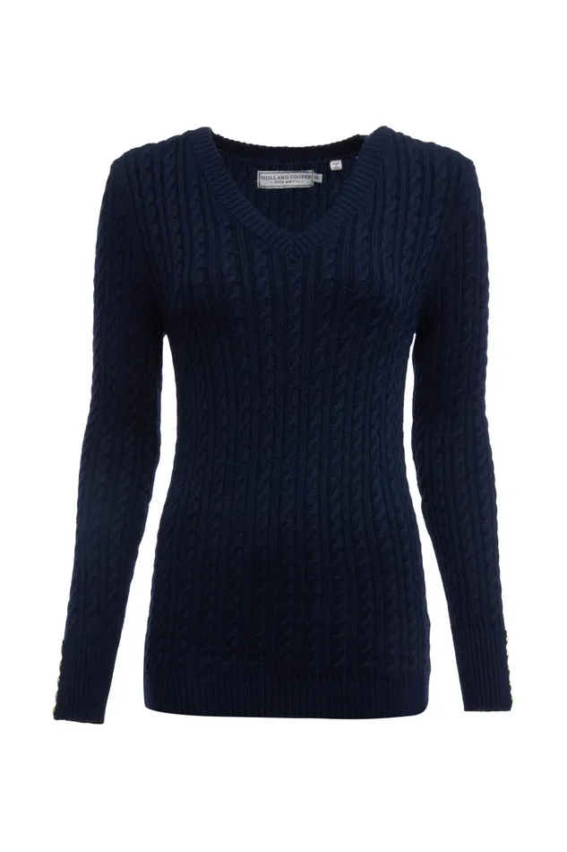 Holland Cooper Knitwear Women Seattle VNeck Knit Ink Navy Holland Cooper Knitwear Women Seattle VNeck Knit Ink Navy
