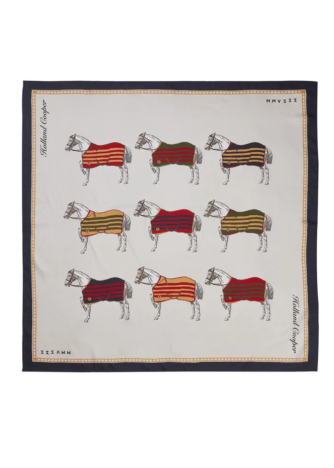 Holland Cooper Scarves Women Nine Horse Silk Scarf Nine Horse