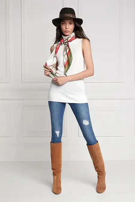 Holland Cooper Scarves Women Regal Horse Silk Scarf Racing Green Heritage Red