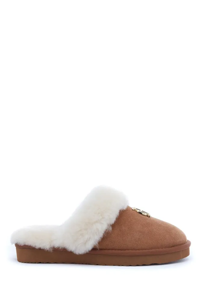 Holland Cooper Sleepwear Women HC Shearling Slipper Tan
