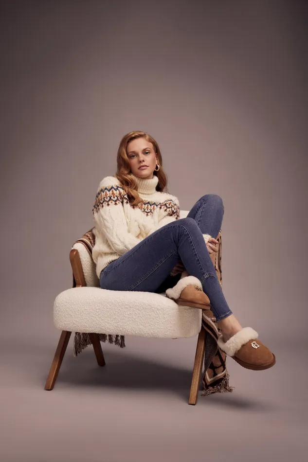 Holland Cooper Sleepwear Women HC Shearling Slipper Tan Holland Cooper Sleepwear Women HC Shearling Slipper Tan
