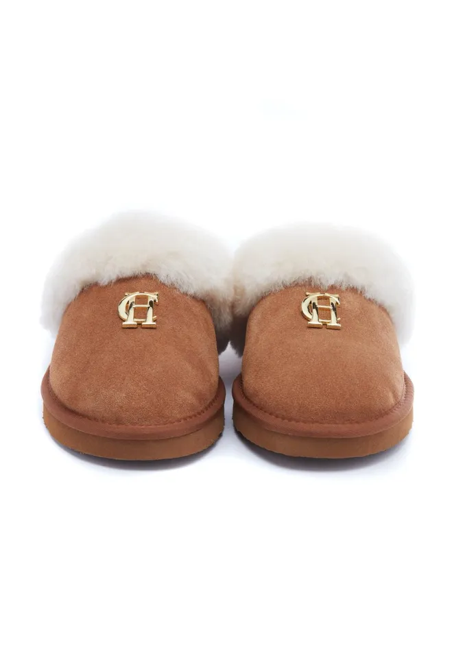 Holland Cooper Sleepwear Women HC Shearling Slipper Tan Holland Cooper Sleepwear Women HC Shearling Slipper Tan