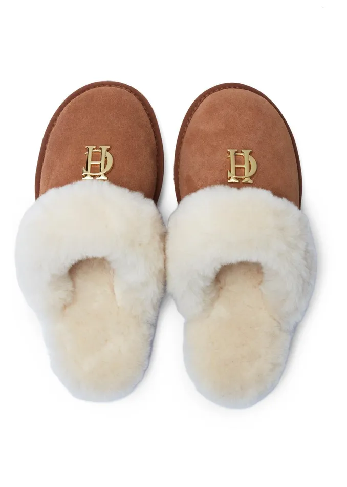 Holland Cooper Sleepwear Women HC Shearling Slipper Tan Holland Cooper Sleepwear Women HC Shearling Slipper Tan