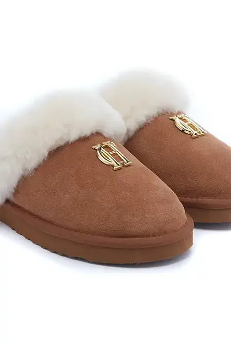 Holland Cooper Sleepwear Women HC Shearling Slipper Tan Holland Cooper Sleepwear Women HC Shearling Slipper Tan