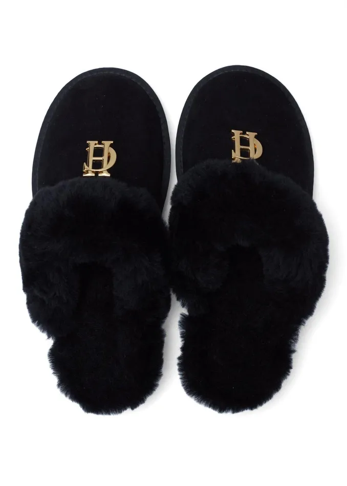 Holland Cooper Slippers Women HC Shearling Slipper Black Holland Cooper Slippers Women HC Shearling Slipper Black