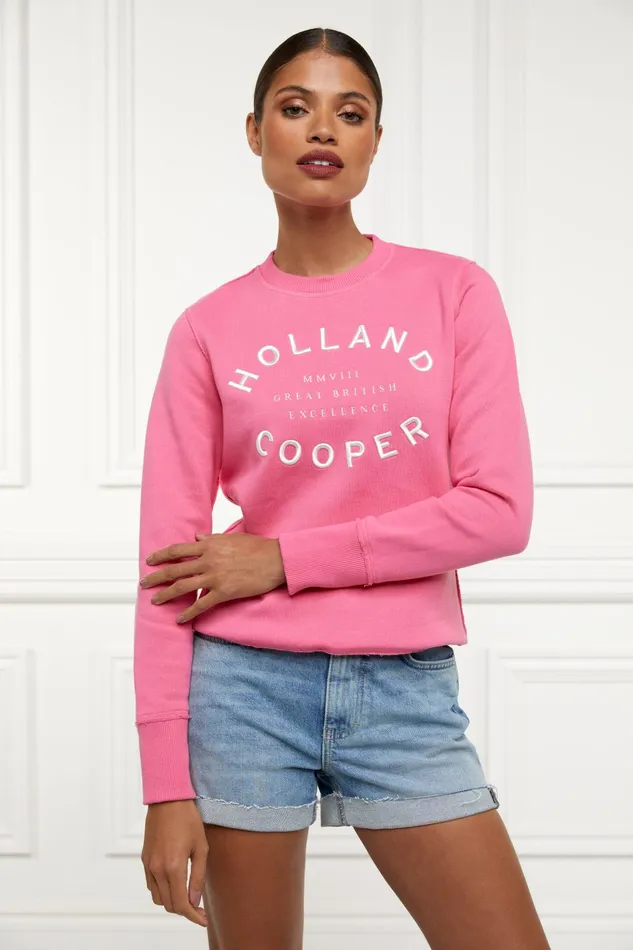 Holland Cooper Sweatshirts Women Varsity Crew Peony Pink