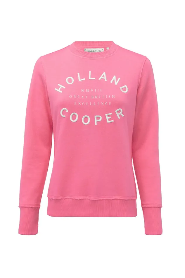 Holland Cooper Sweatshirts Women Varsity Crew Peony Pink Holland Cooper Sweatshirts Women Varsity Crew Peony Pink