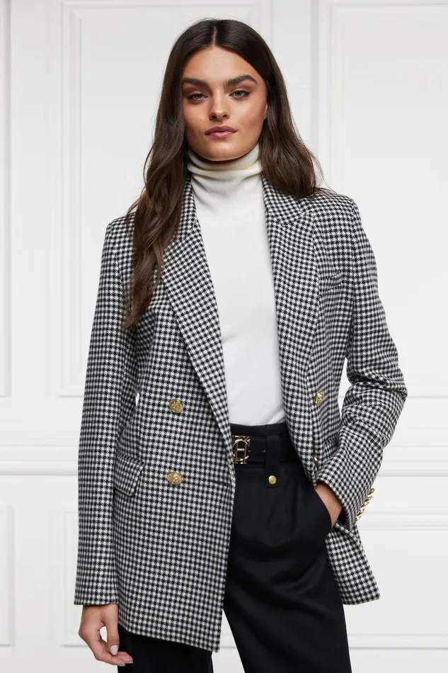 Holland Cooper Tailoring Women Belgravia Blazer Black and White Puppy Tooth