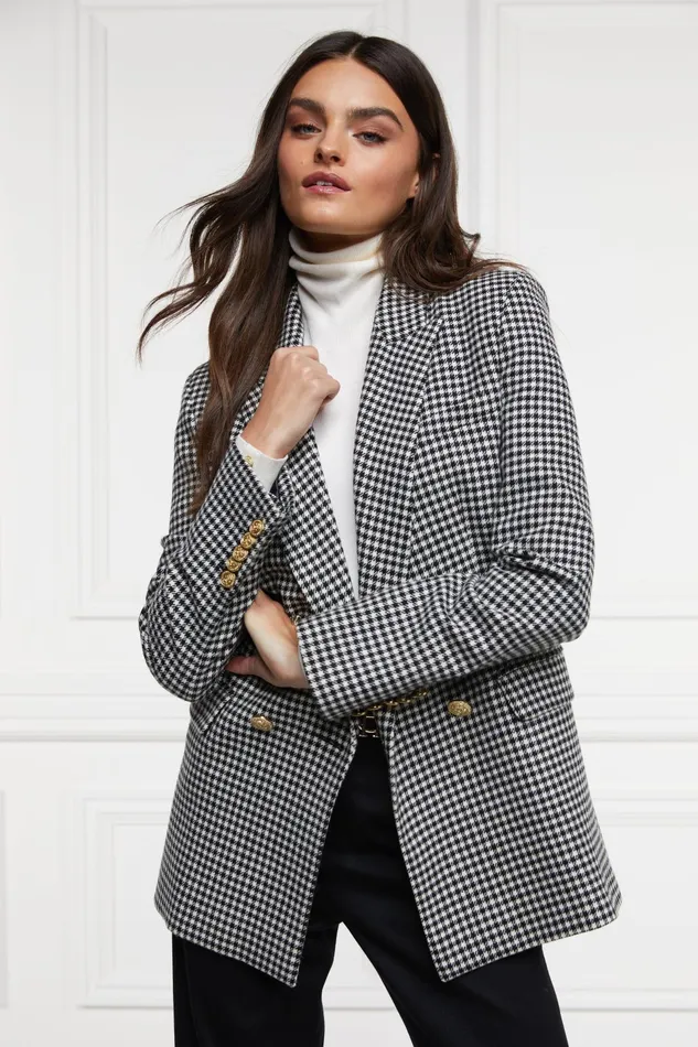 Holland Cooper Tailoring Women Belgravia Blazer Black and White Puppy Tooth